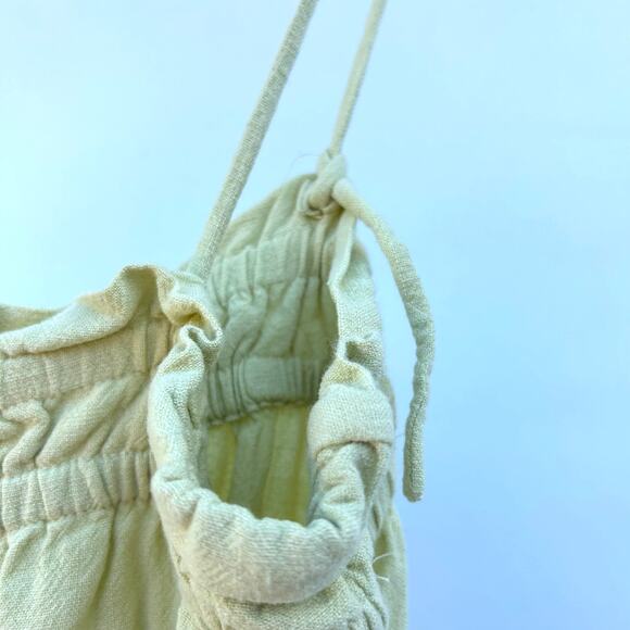 Ali Golden Elastic Jumper Jumpsuit Linen Yellow Citron Wide Leg Alienates Large - Picture 8 of 9